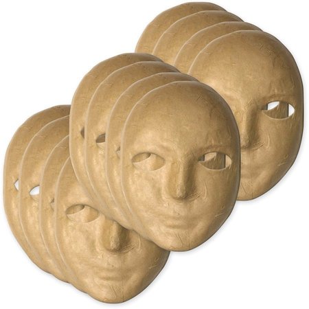 CREATIVITY STREET Paper Mache Mask, 8"x5-1/4", 12/Set, Natural PK PAC419012